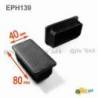 Rectangular Plastic Insert for 80x40 mm Tube Dimension and 1,0-3,0 mm Thickness BLACK - Rectangle Insert Black - rectangul