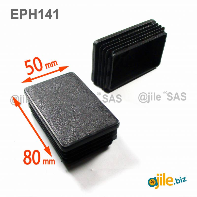 Rectangular Plastic Insert for 80x50 mm Tube Dimension and 1,0-2,5 mm Thickness BLACK - Ajile
