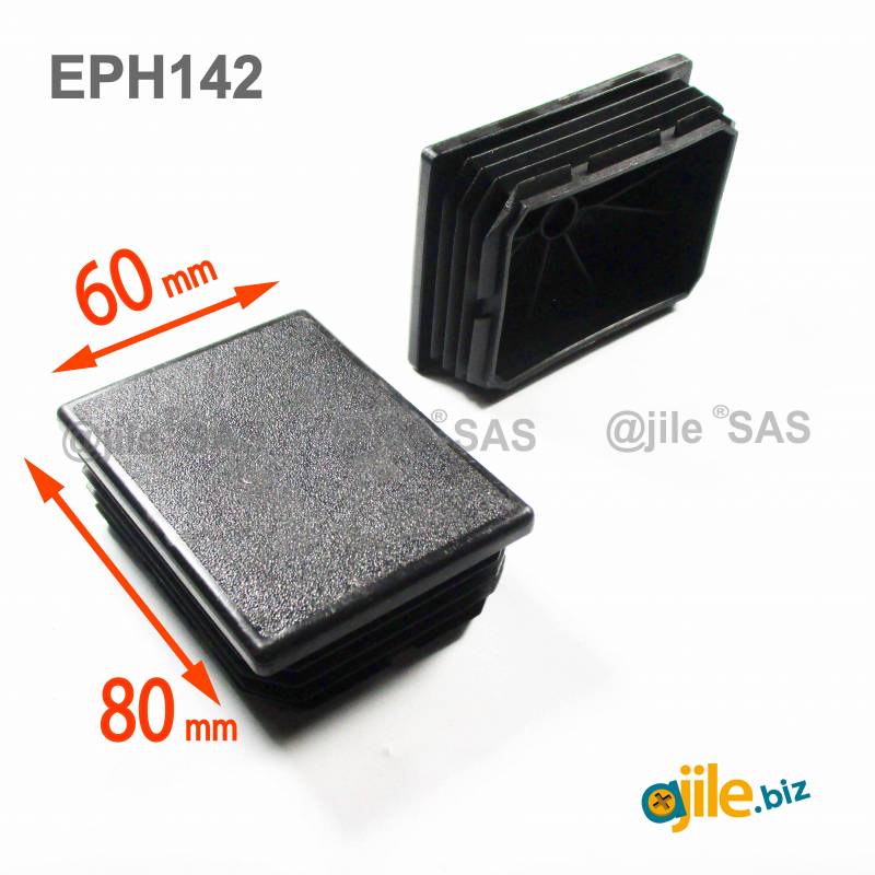 Rectangular Plastic Insert for 80x60 mm Tube Dimension and 1,0-3,5 mm Thickness BLACK - Ajile
