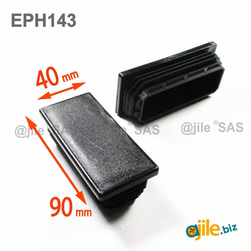 Rectangular Plastic Insert for 90x40 mm Tube Dimension and 1,0-2,5 mm Thickness BLACK - Ajile