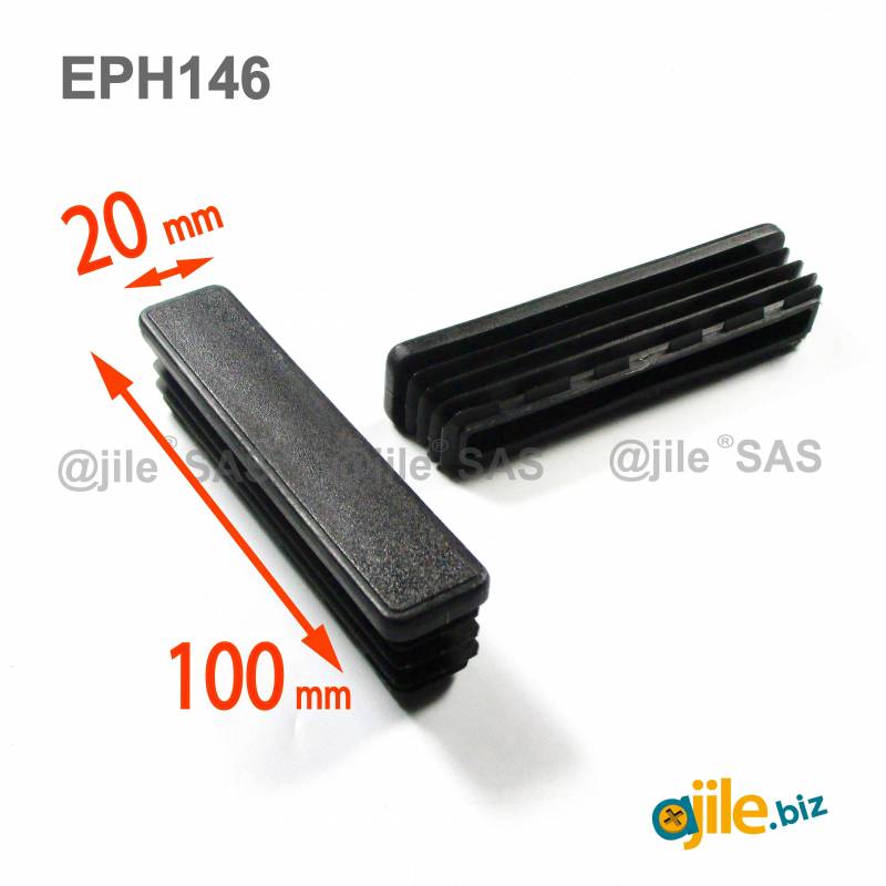 Rectangular Plastic Insert for 100x20 mm Tube Dimension and 1,0-3,0 mm Thickness BLACK - Ajile