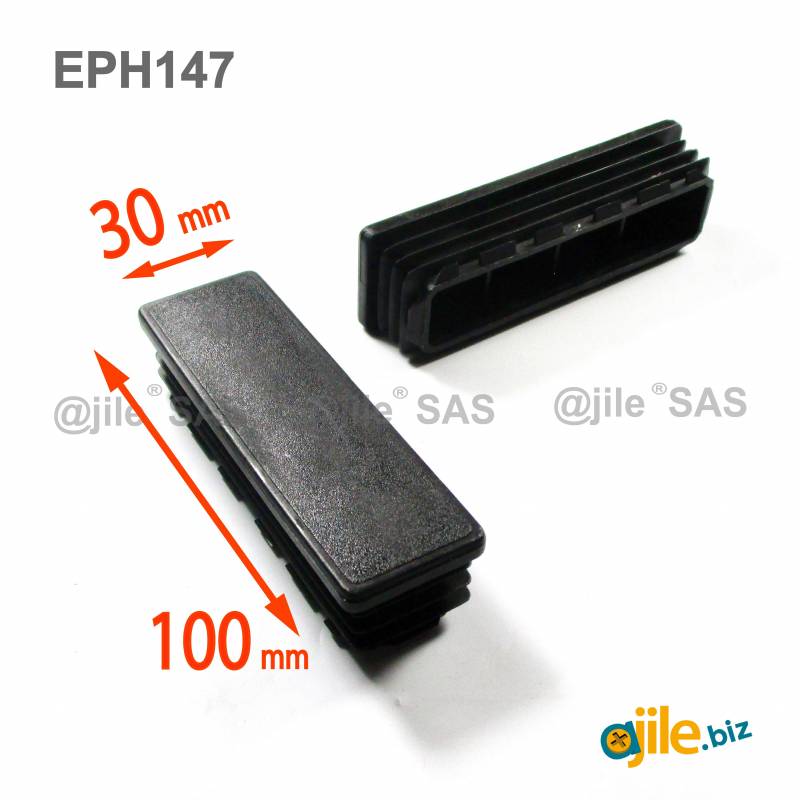 Rectangular Plastic Insert for 100x30 mm Tube Dimension and 1,0-4,0 mm Thickness BLACK - Ajile