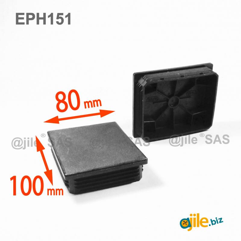 Rectangular Plastic Insert for 100x80 mm Tube Dimension and 1,0-4,0 mm Thickness BLACK - Ajile