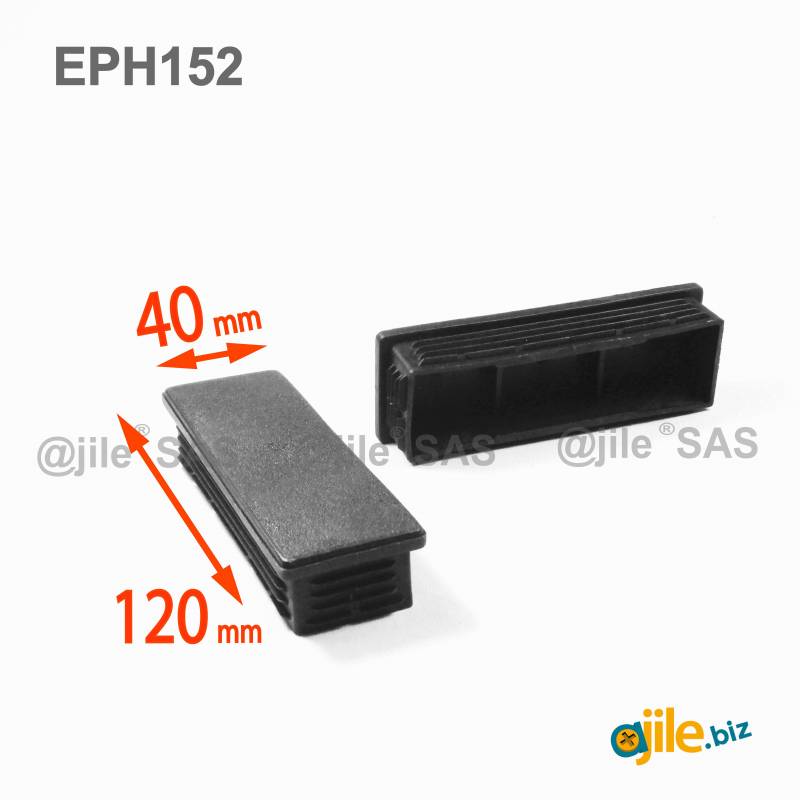 Rectangular Plastic Insert for 120x40 mm Tube Dimension and 1,0-3,0 mm Thickness BLACK - Ajile