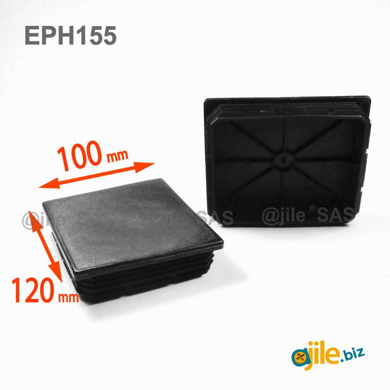 Rectangular Plastic Insert for 120x100 mm Tube Dimension and 2,0-5,0 mm Thickness BLACK - Ajile