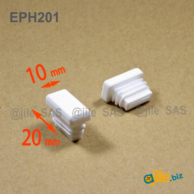 Rectangular Plastic Insert for 20x10 mm Tube Dimension and 1.0-2.5 mm Thickness WHITE - Ajile