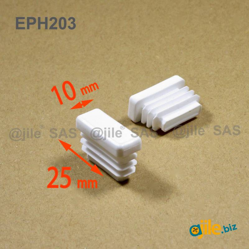 Rectangular Plastic Insert for 25x10 mm Tube Dimension and 1.0-2.5 mm Thickness WHITE - Ajile