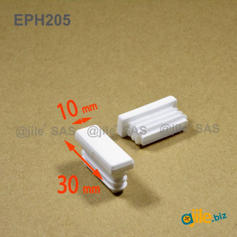 Rectangular Plastic Insert for 30x10 mm Tube Dimension and 1.0-2.5 mm Thickness WHITE - Ajile