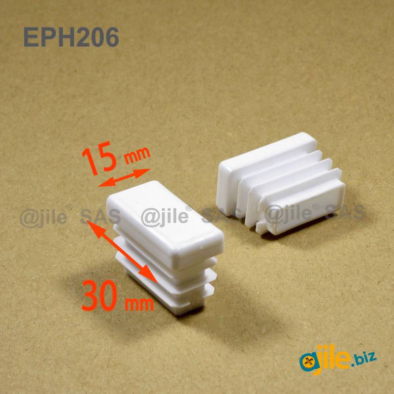 Rectangular Plastic Insert for 30x15 mm Tube Dimension and 1.0-2.5 mm Thickness WHITE - Ajile