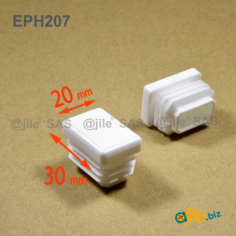 Rectangular Plastic Insert for 30x20 mm Tube Dimension and 1.0-2.5 mm Thickness WHITE - Ajile