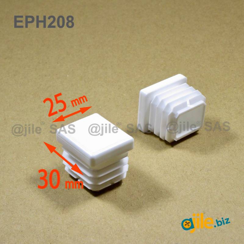 Rectangular Plastic Insert for 30x25 mm Tube Dimension and 1.0-2.5 mm Thickness WHITE - Ajile