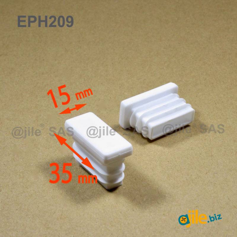 Rectangular Plastic Insert for 35x15 mm Tube Dimension and 1.0-2.5 mm Thickness WHITE - Ajile
