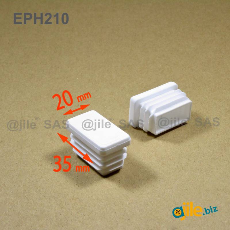 Rectangular Plastic Insert for 35x20 mm Tube Dimension and 1.0-2.5 mm Thickness WHITE - Ajile