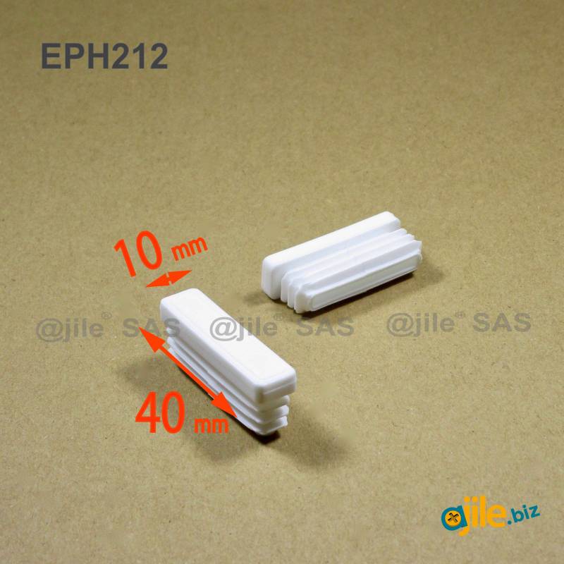 Rectangular Plastic Insert for 40x10 mm Tube Dimension and 1.0-2.5 mm Thickness WHITE - Ajile