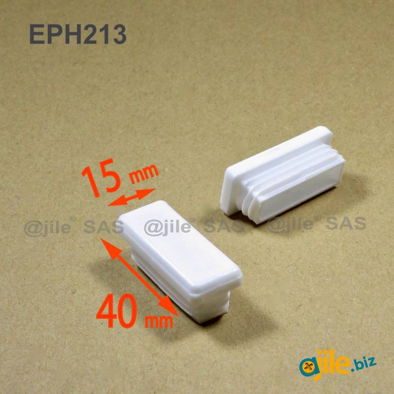 Rectangular Plastic Insert for 40x15 mm Tube Dimension and 1.0-2.5 mm Thickness WHITE - Ajile