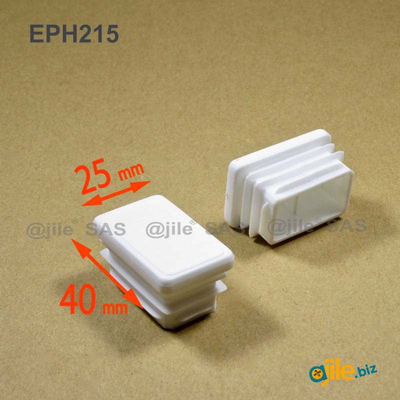 Rectangular Plastic Insert for 40x25 mm Tube Dimension and 1,0-3,0 mm Thickness WHITE - Ajile