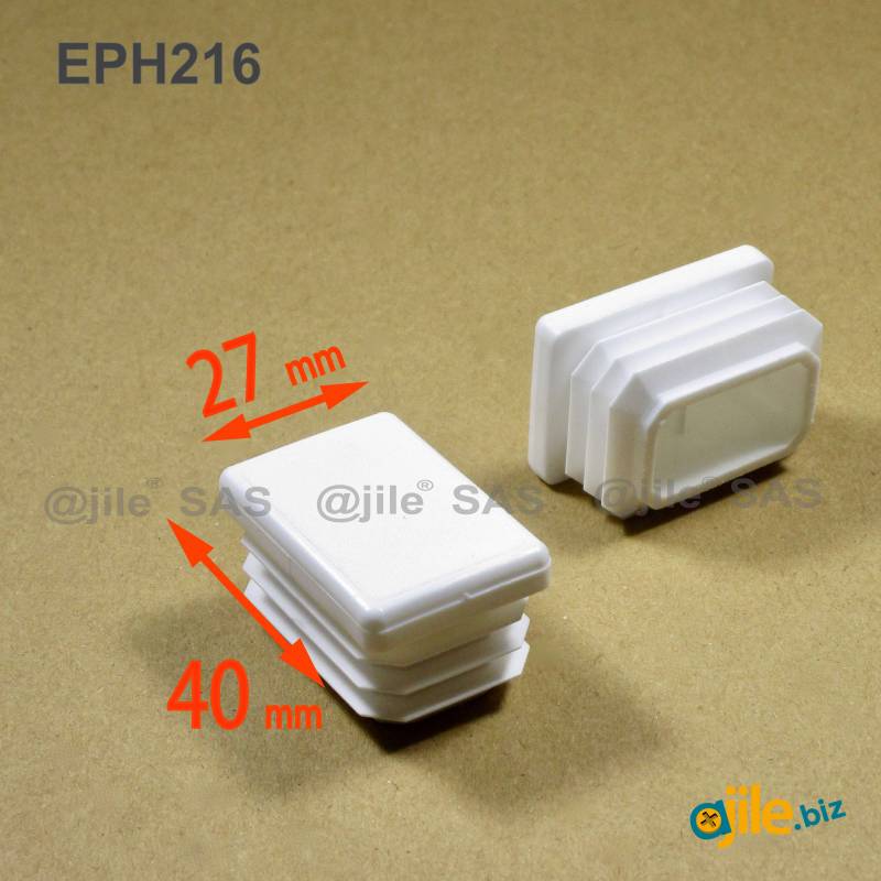 Rectangular Plastic Insert for 40x27 mm Tube Dimension and 1,0-3,0 mm Thickness WHITE - Ajile