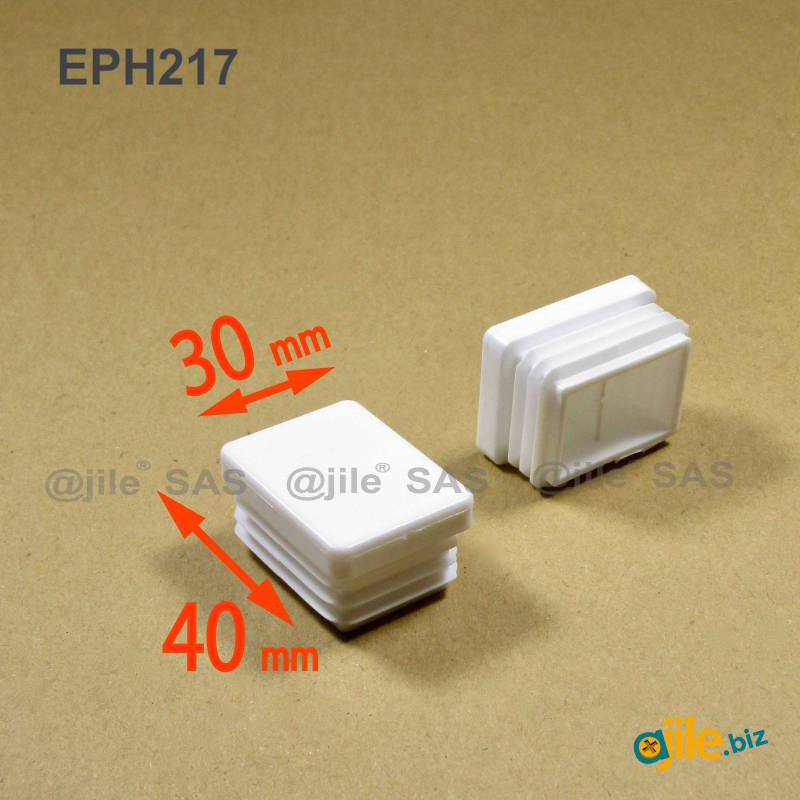 Rectangular Plastic Insert for 40x30 mm Tube Dimension and 1,0-2,75 mm Thickness WHITE - Ajile