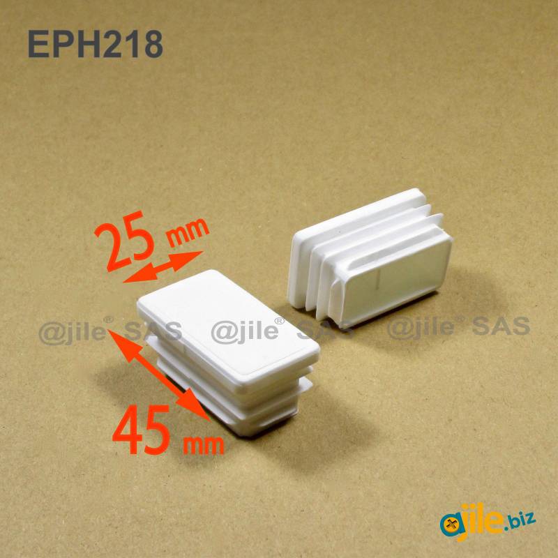 Rectangular Plastic Insert for 45x25 mm Tube Dimension and 1,0-2,5 mm Thickness WHITE - Ajile