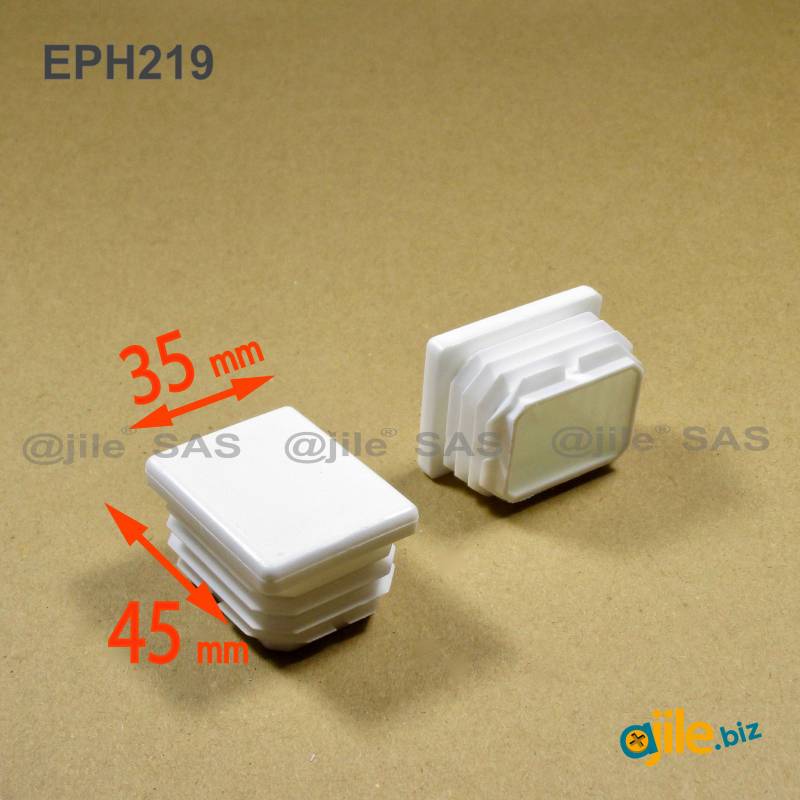 Rectangular Plastic Insert for 45x35 mm Tube Dimension and 1,0-3,5 mm Thickness WHITE - Ajile
