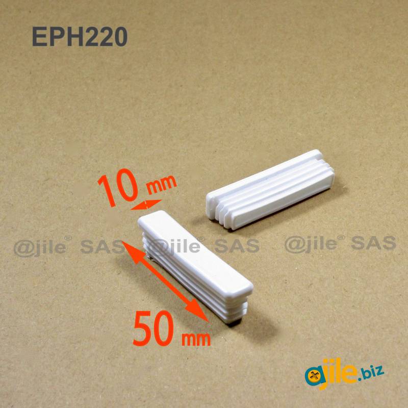 Rectangular Plastic Insert for 50x10 mm Tube Dimension and 1,0-2,0 mm Thickness WHITE - Ajile