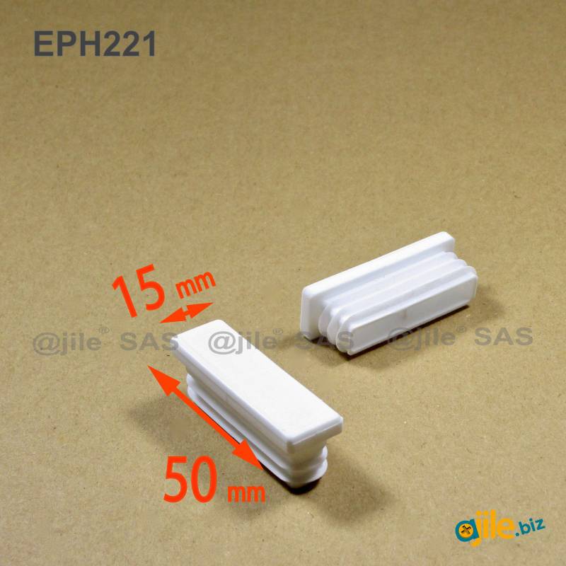 Rectangular Plastic Insert for 50x15 mm Tube Dimension and 1,0-3,0 mm Thickness WHITE - Ajile