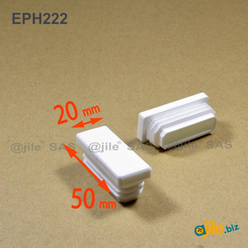 Rectangular Plastic Insert for 50x20 mm Tube Dimension and 1,0-3,0 mm Thickness WHITE - Ajile