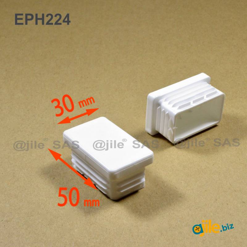 Rectangular Plastic Insert for 50x30 mm Tube Dimension and 1,0-2,75 mm Thickness WHITE - Ajile