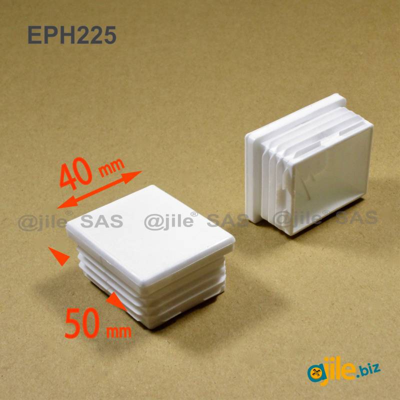 Rectangular Plastic Insert for 50x40 mm Tube Dimension and 1,0-3,0 mm Thickness WHITE - Ajile