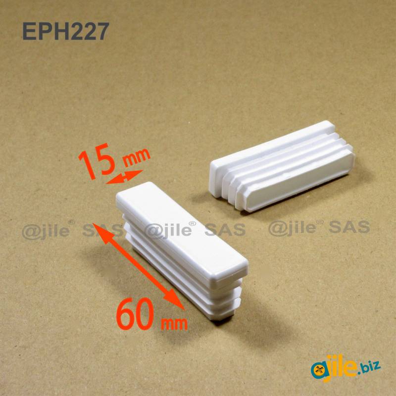 Rectangular Plastic Insert for 60x15 mm Tube Dimension and 1,0-3,0 mm Thickness WHITE - Ajile