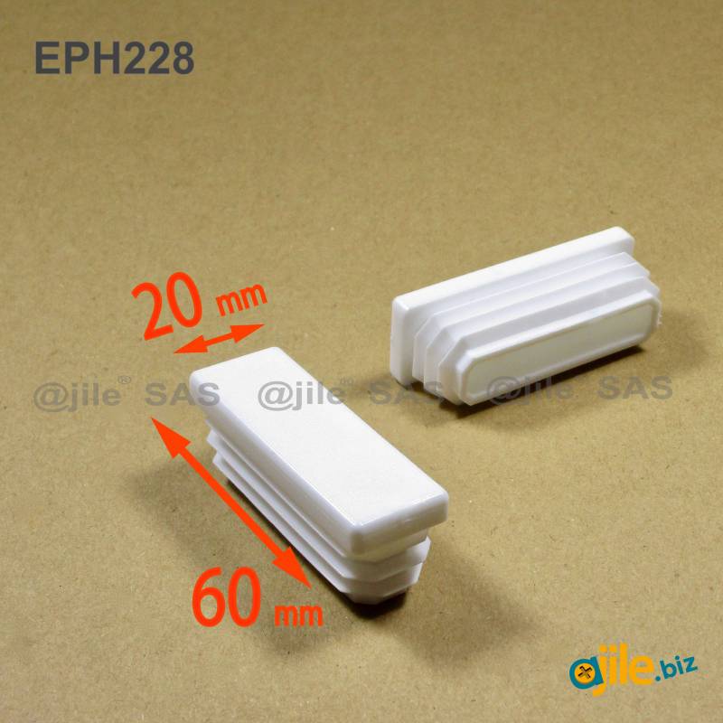 Kunststoff Lamellen-Stopfen für Rechteckrohre mit 60x20 mm Aussenmass und 1,0-3,0 mm Dicke - WEISS - Ajile