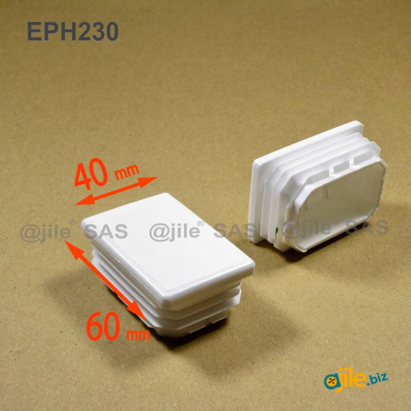 Rectangular Plastic Insert for 60x40 mm Tube Dimension and 1,0-2,5 mm Thickness WHITE - Ajile