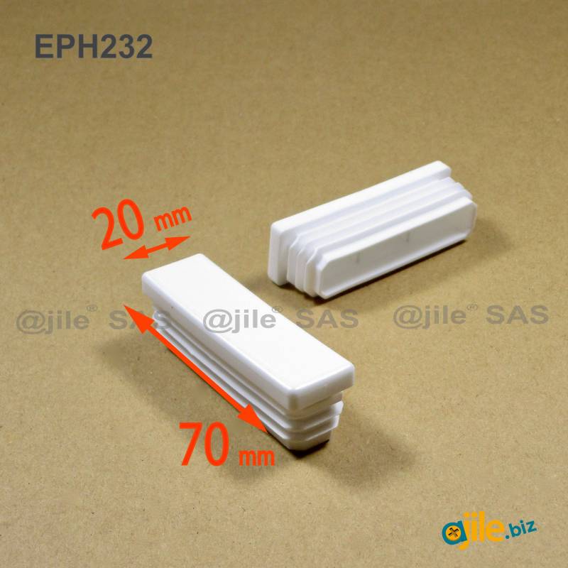 Rectangular Plastic Insert for 70x20 mm Tube Dimension and 1,0-2,5 mm Thickness WHITE - Ajile