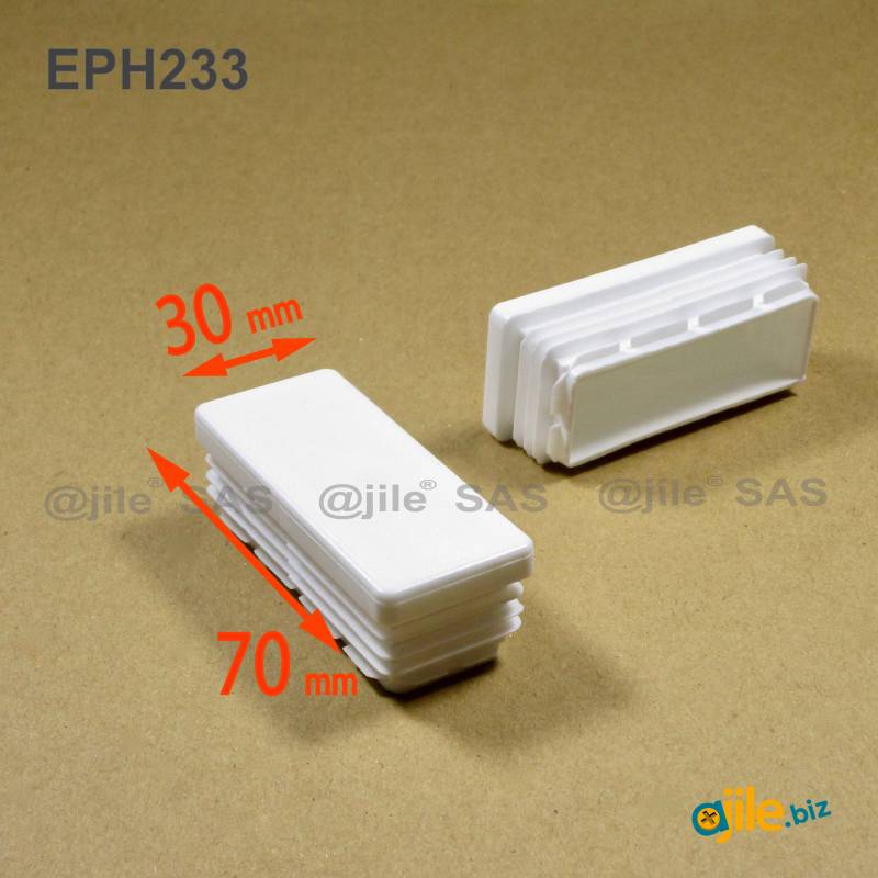 Rectangular Plastic Insert for 70x30 mm Tube Dimension and 1,0-2,5 mm Thickness WHITE - Ajile