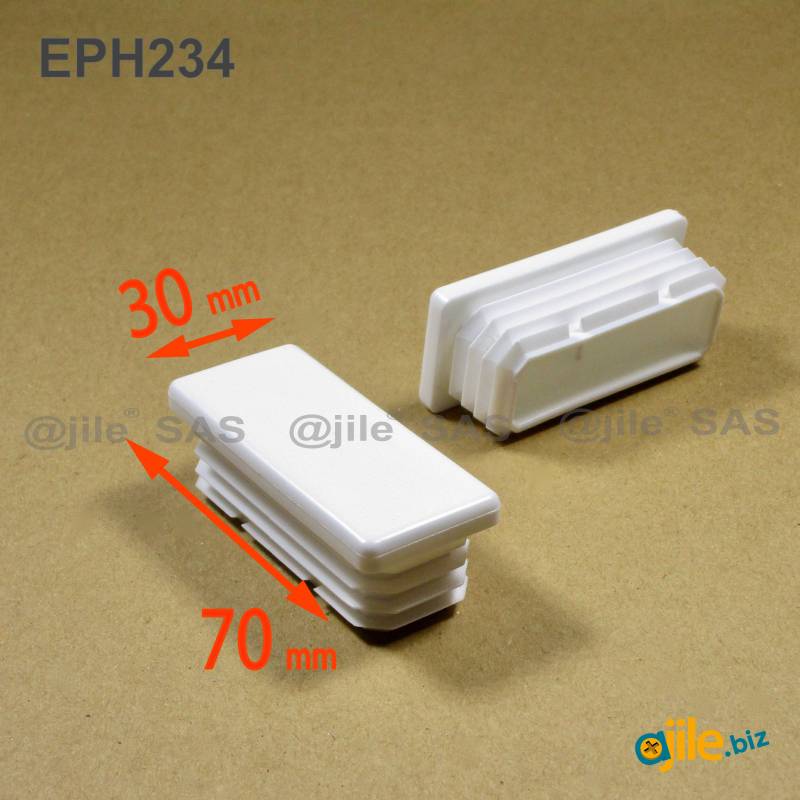 Rectangular Plastic Insert for 70x30 mm Tube Dimension and 2,5-4,0 mm Thickness WHITE - Ajile