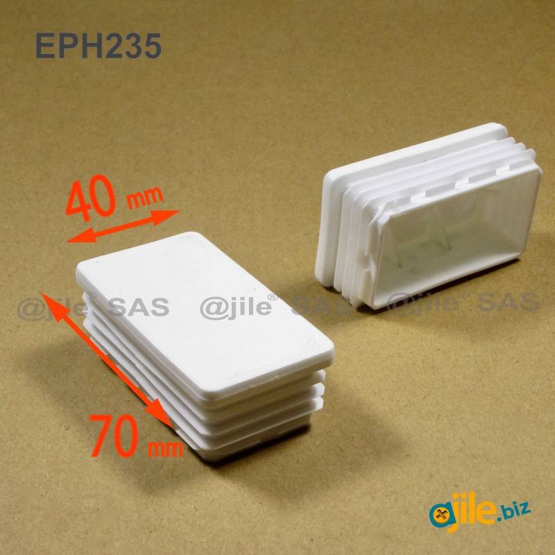 Rectangular Plastic Insert for 70x40 mm Tube Dimension and 1,0-3,0 mm Thickness WHITE - Ajile