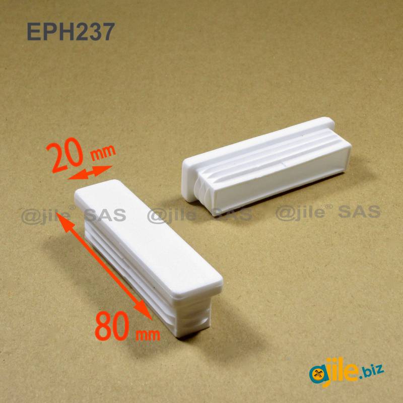 Rectangular Plastic Insert for 80x20 mm Tube Dimension and 1,0-4,0 mm Thickness WHITE - Ajile