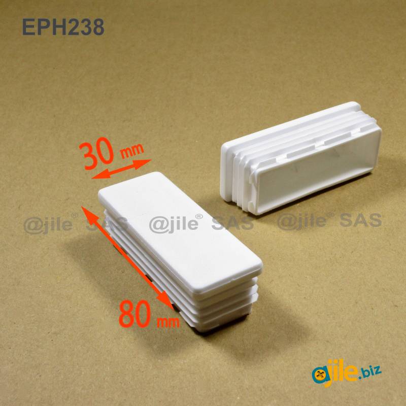 Rectangular Plastic Insert for 80x30 mm Tube Dimension and 1,0-2,75 mm Thickness WHITE - Ajile