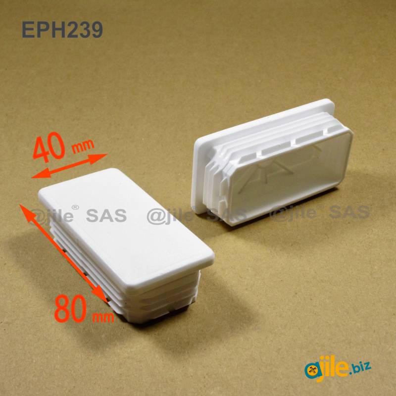 Rectangular Plastic Insert for 80x40 mm Tube Dimension and 1,0-3,0 mm Thickness WHITE - Ajile