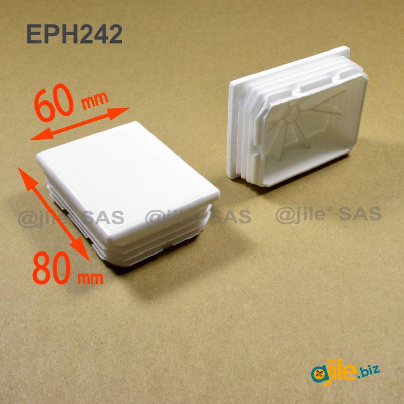 Rectangular Plastic Insert for 80x60 mm Tube Dimension and 1,0-3,5 mm Thickness WHITE - Ajile
