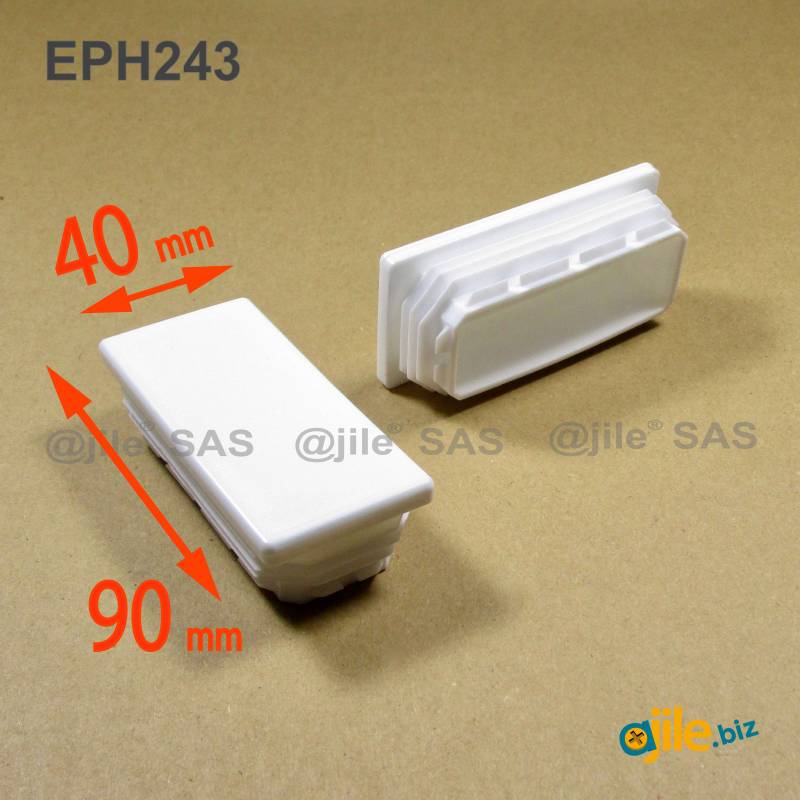 Rectangular Plastic Insert for 90x40 mm Tube Dimension and 1,0-2,5 mm Thickness WHITE - Ajile