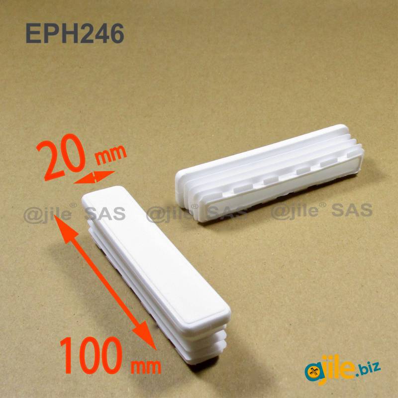Rectangular Plastic Insert for 100x20 mm Tube Dimension and 1,0-3,0 mm Thickness WHITE - Ajile