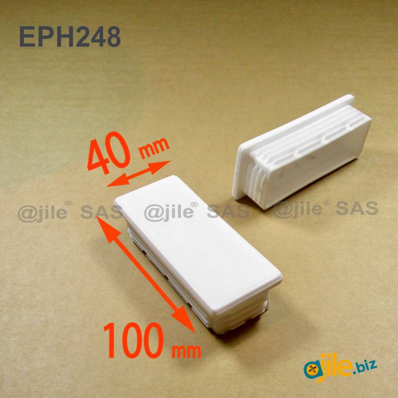 Rectangular Plastic Insert for 100x40 mm Tube Dimension and 1,0-3,0 mm Thickness WHITE - Ajile