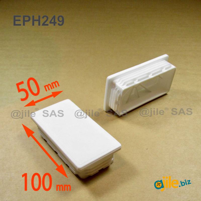 Rectangular Plastic Insert for 100x50 mm Tube Dimension and 1,0-4,0 mm Thickness WHITE - Ajile