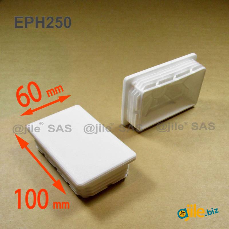 Rectangular Plastic Insert for 100x60 mm Tube Dimension and 1,0-4,0 mm Thickness WHITE - Ajile