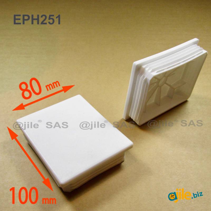 Rectangular Plastic Insert for 100x80 mm Tube Dimension and 1,0-4,0 mm Thickness WHITE - Ajile