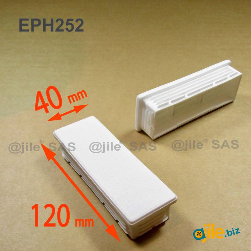 Rectangular Plastic Insert for 120x40 mm Tube Dimension and 1,0-3,0 mm Thickness WHITE - Ajile