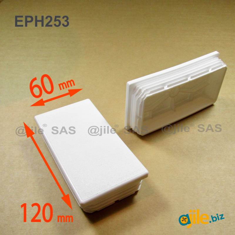 Rectangular Plastic Insert for 120x60 mm Tube Dimension and 1,0-4,0 mm Thickness WHITE - Ajile