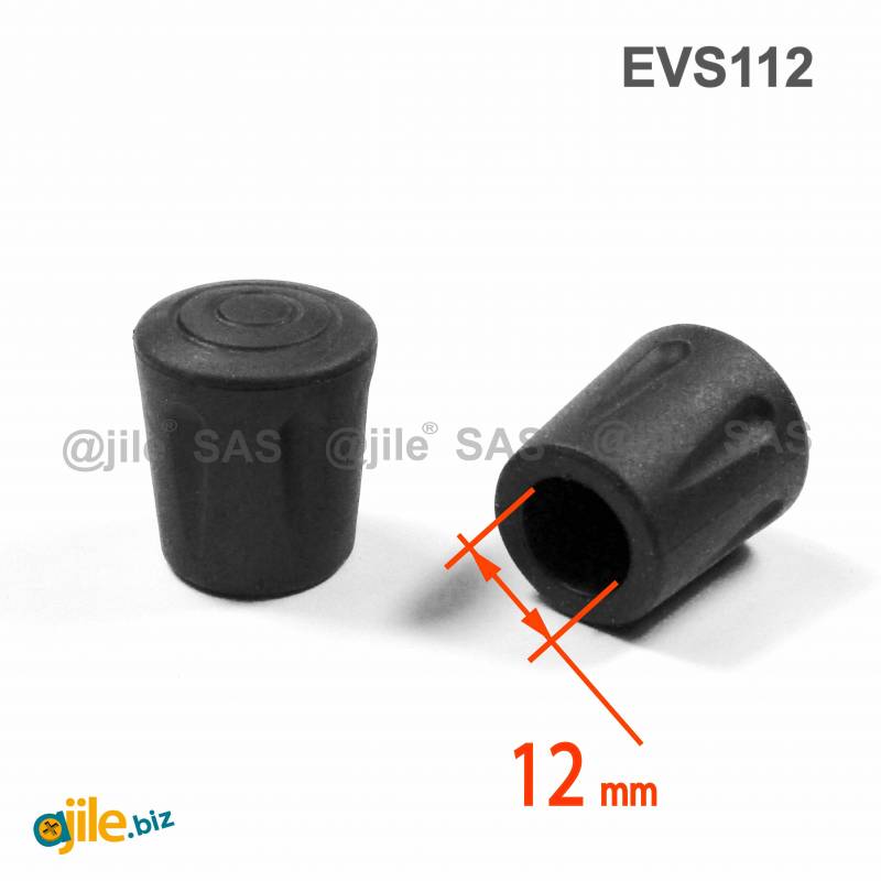 Heavy Duty Ferrule made from Vulcanized Rubber for 12 mm Diameter Furniture Tube/Feet BLACK - Ajile