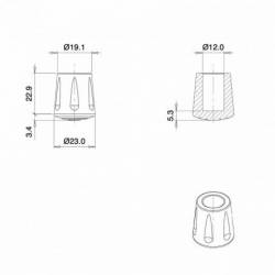 Heavy Duty Ferrule made from Vulcanized Rubber for 12 mm Diameter Furniture Tube/Feet BLACK - Ajile 2